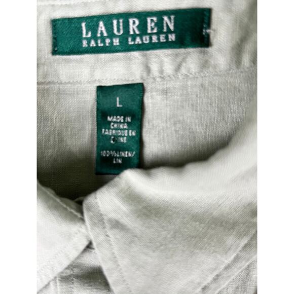 Lauren Ralph Lauren women’s large 100% linen button up long sleeve shirt excel - Picture 5 of 8
